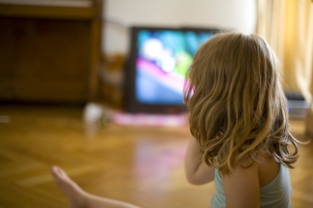 girl watching television